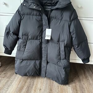NEW Zara Thermal Down Black Jacket Size L